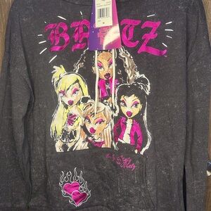 Bratz Girls Graphic Hoodie - Charcoal with Hot Pink
